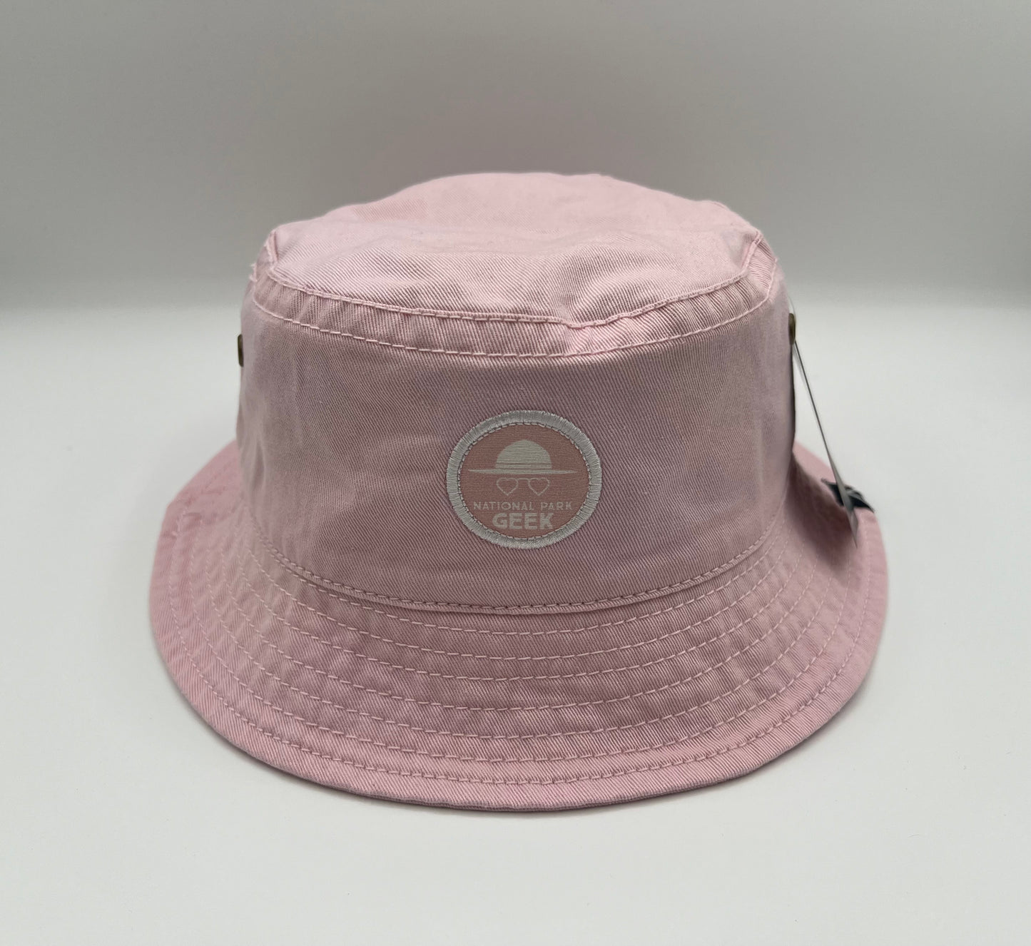 Light Pink Bucket Hat with Heart Glasses NPG Patch