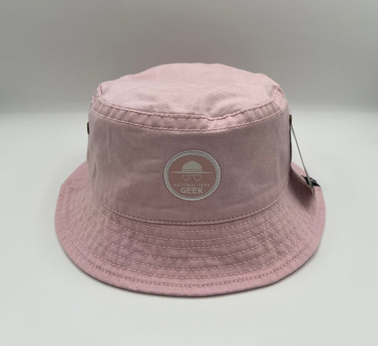 Light Pink Bucket Hat with Heart Glasses NPG Patch