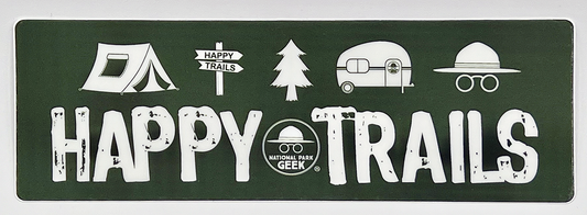 "Happy Trails" Mini Bumper Sticker