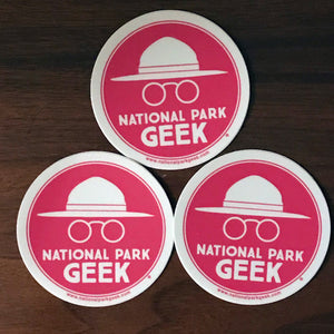 National Park Geek Logo Pink Stickers (3 Pack) (includes US shipping, via USPS only)