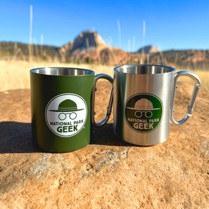 Combo Pack National Park Geek Carabiner Mugs - Stainless Steel & Green (includes US shipping, via USPS)