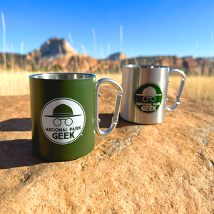 Combo Pack National Park Geek Carabiner Mugs - Stainless Steel & Green (includes US shipping, via USPS)