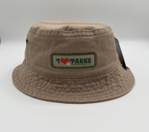 National Park Geek Khaki Bucket Hat with I heart PARKS patch (Shipping NOT included - shipping via USPS only)