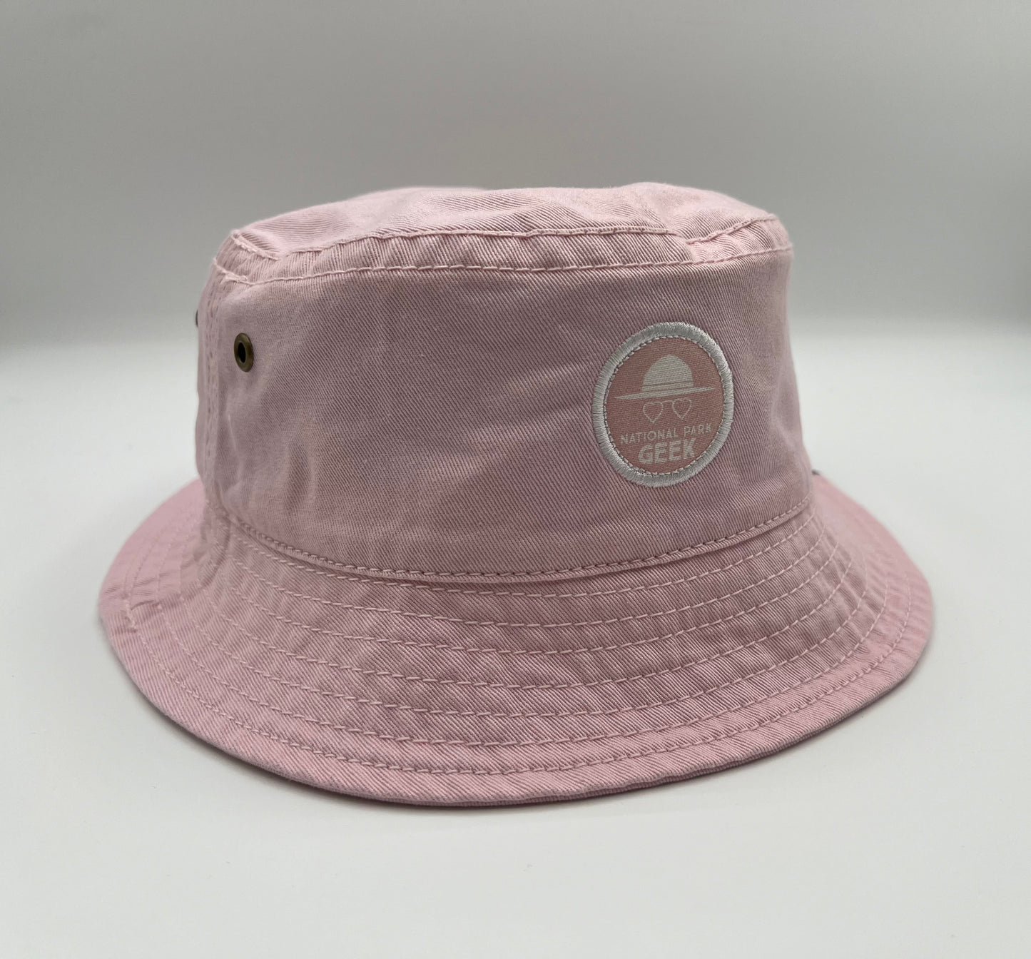 Light Pink Bucket Hat with Heart Glasses NPG Patch