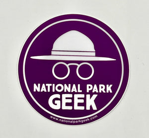 National Park Geek Logo Purple Sticker (includes US shipping, via USPS only)
