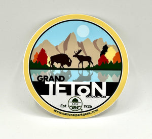 Grand Teton Sticker 3.75" x3.75" circle (includes US shipping, via USPS only)