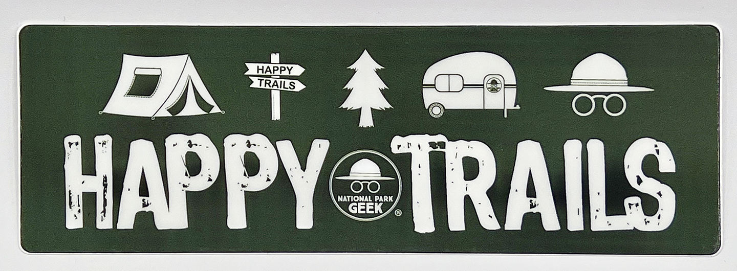 "Happy Trails" Mini Bumper Sticker