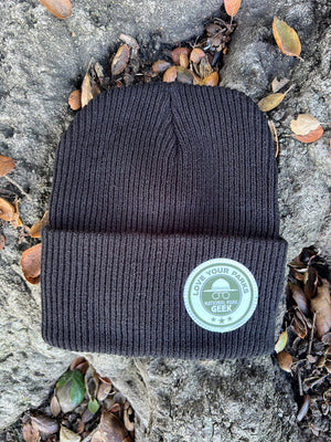 U.S. Mail Patched Knit Cuffed Beanie - Black Acrylic Unisex Winter Hat