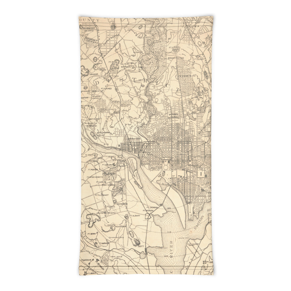 DC Civil War Defenses Map Neck Gaiter