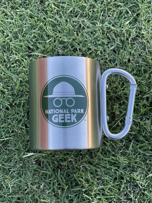 National Park Geek Carabiner Mug - Stainless Steel or Green