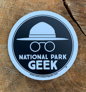 National Park Geek Logo Black Sticker (includes US shipping, via USPS only)