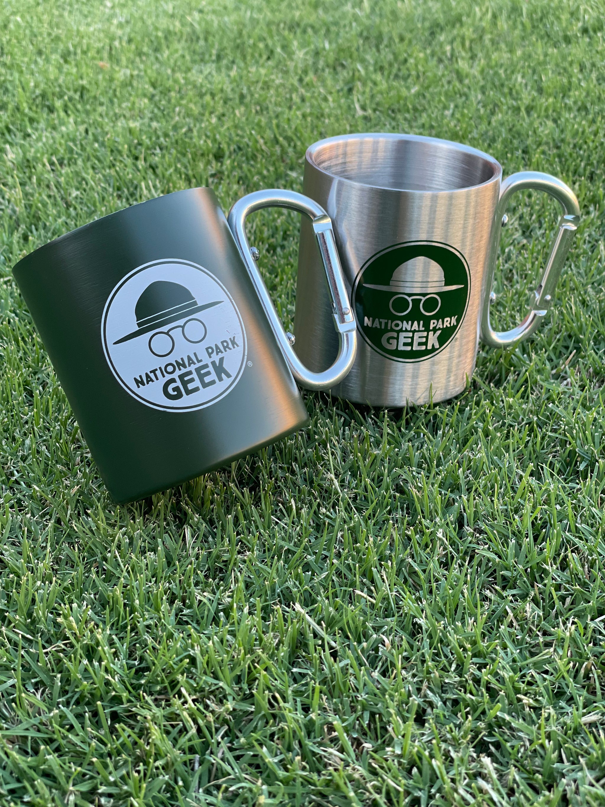 Combo Pack National Park Geek Carabiner Mugs - Stainless Steel & Green