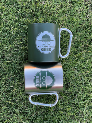 National Park Geek Carabiner Mug - Green (includes US shipping, via USPS only)