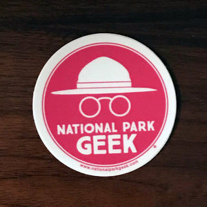 National Park Geek Logo Pink Sticker (includes US shipping, via USPS only)