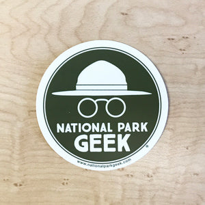 National Park Geek Logo Green Sticker (includes US shipping, via USPS only)