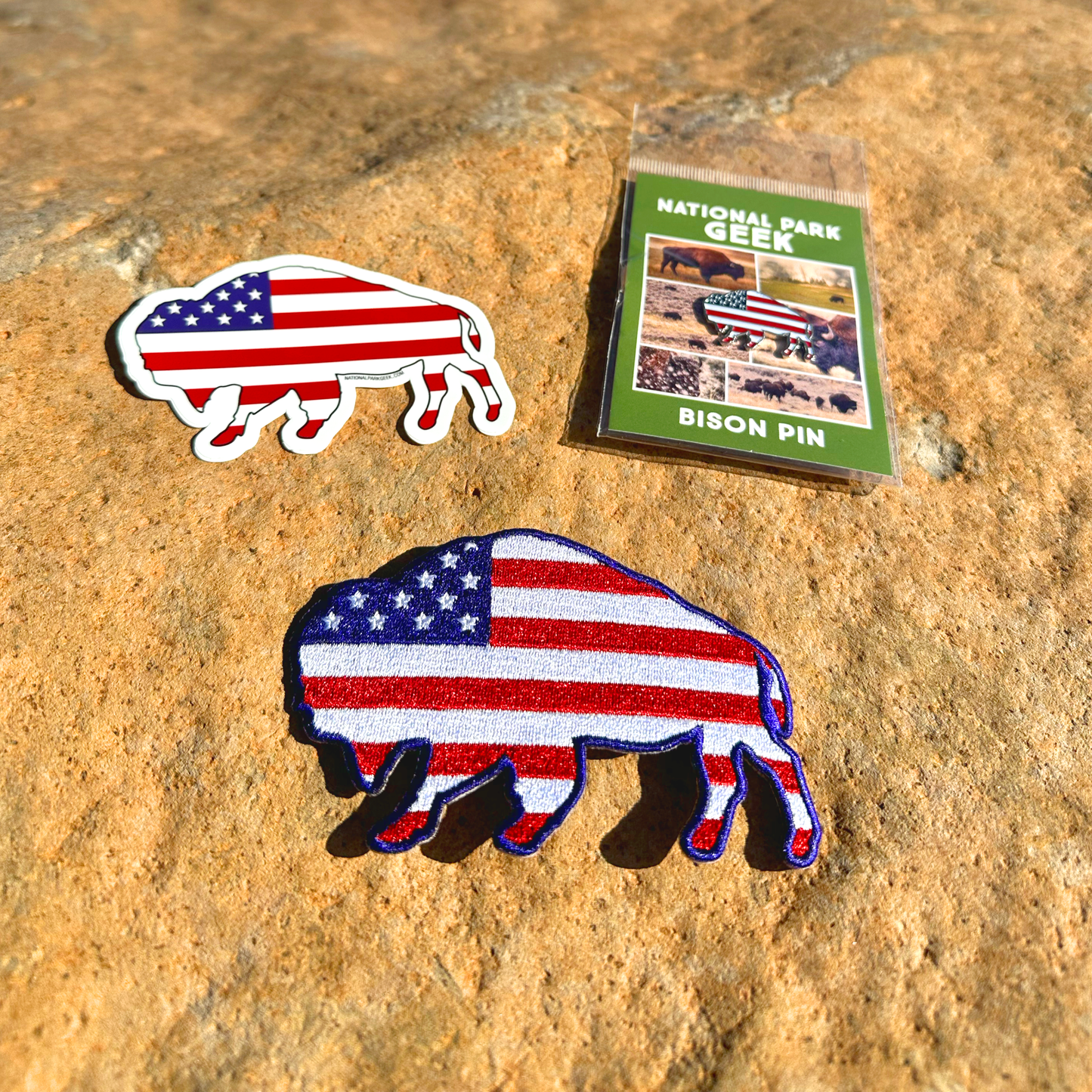 Bison Trio Pack - Sticker, Patch, and Pin